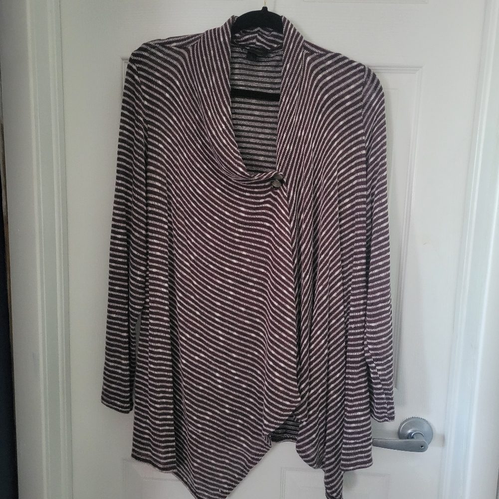 AB Studio Striped Sweater Cardigan, 1 Button Closure